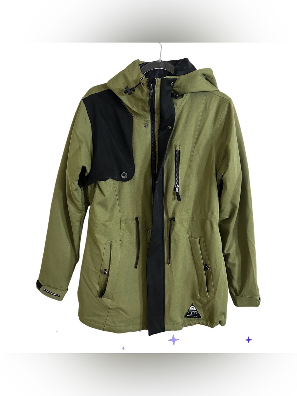 Neff Olive Green and Black Hooded Jacket